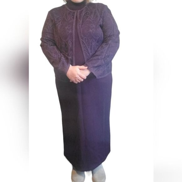 Vintage Miss Dorby Maxi Sweater Dress Jacket Dark Purple Woman's WOMEN'S LARGE - Picture 13 of 14